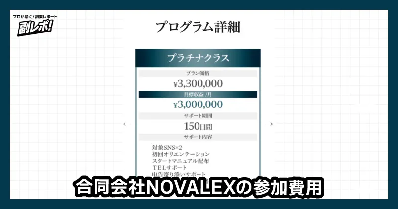 合同会社NOVALEXの参加費用