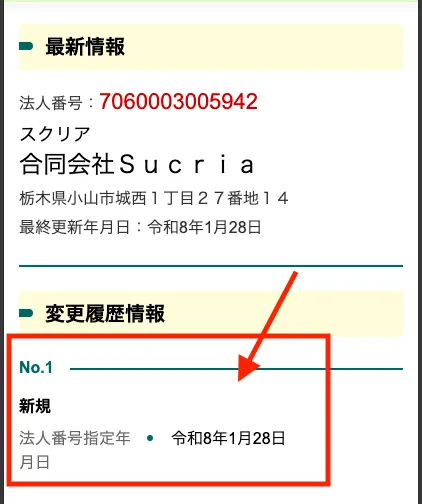 合同会社Sucriaが登記されたのは令和8年の1月28日