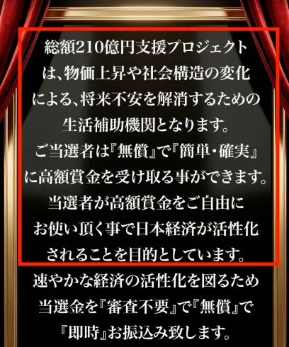 総額210億円支援プロジェクトについて