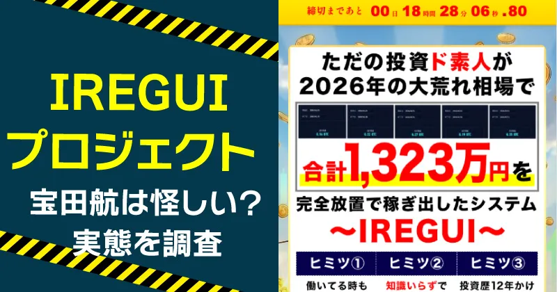 IREGUIシステムは怪しい？宝田航の投資プロジェクトは詐欺か登録して調査