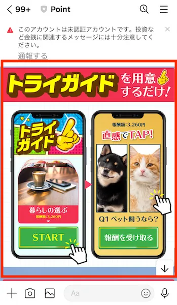 トライガイド（500円）を購入するように指示