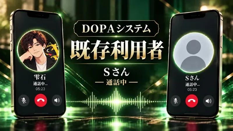 DOPAシステムの既存利用者Sさんと通話中と表示する画面